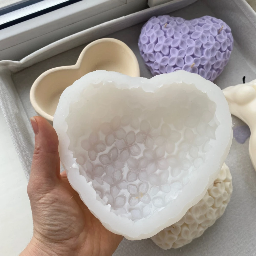 New Valentine\'s Day Flower Candle Silicone Mold DIY Heart Soap Gypsum Making Tool Chocolate Mousse Cake Decor Christmas Gifts