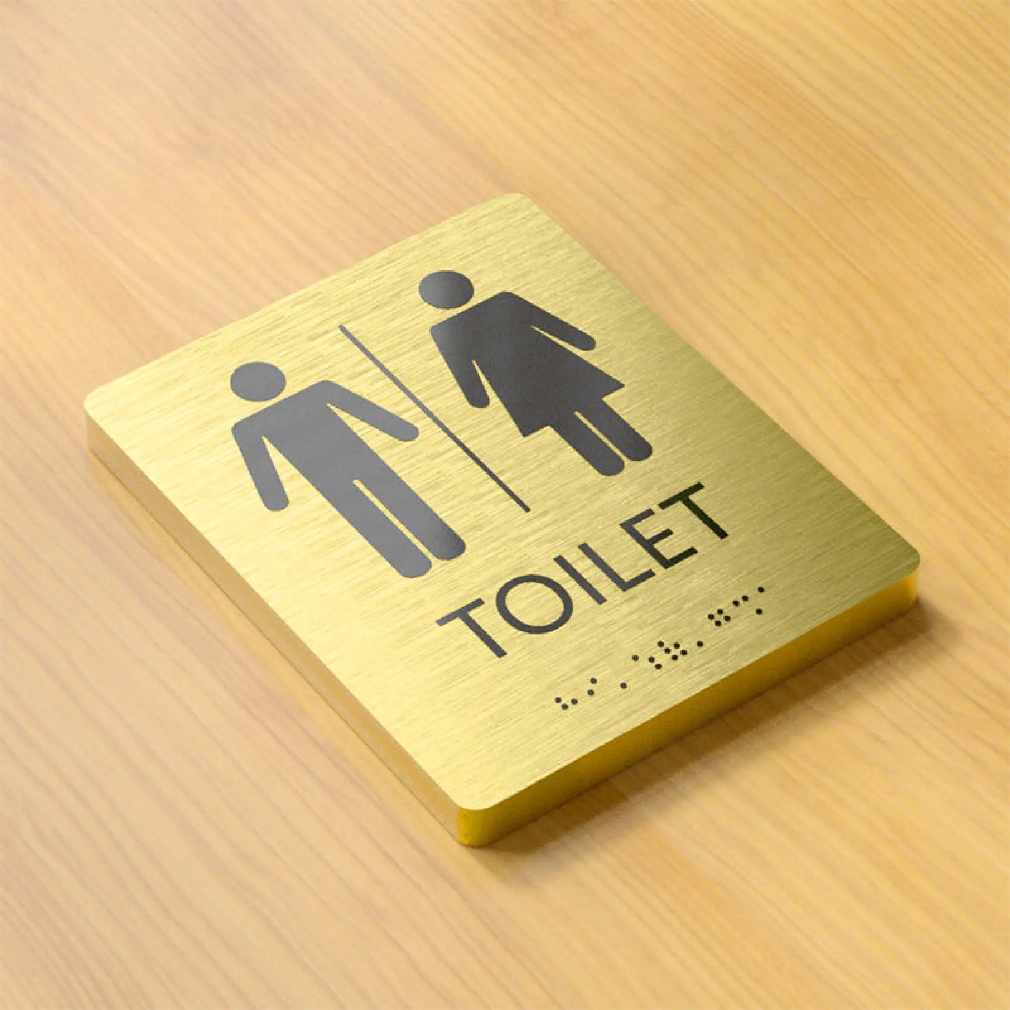 Office Indoor Sign Restroom Directional Signage Brushed Stainless Steel Way Finding Braille Sign