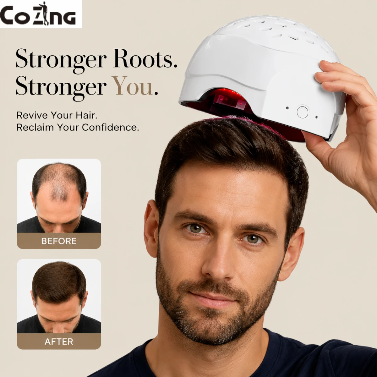 2026 New COZING C300 Hair Laser Cap, Selectable Zones and Type-C Fast Charge, 650/660nm for Regrowth Portable Home Wellness Gift