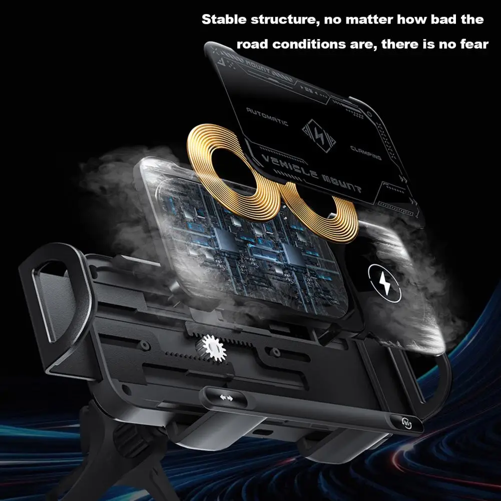 デュアルコイルワイヤレス充電器 15 ワット高速充電ワイヤレス車の充電器電話ホルダー自動回転マウント付き折りたたみ式電話用高