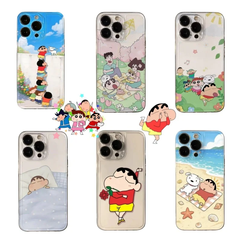 

Funny Crayon Shin-chan Phone Case for iPhone 16 15 14 13 12 11 Pro Max Plus mini Nohara Shinnosuke Shinchan Back Soft Cover