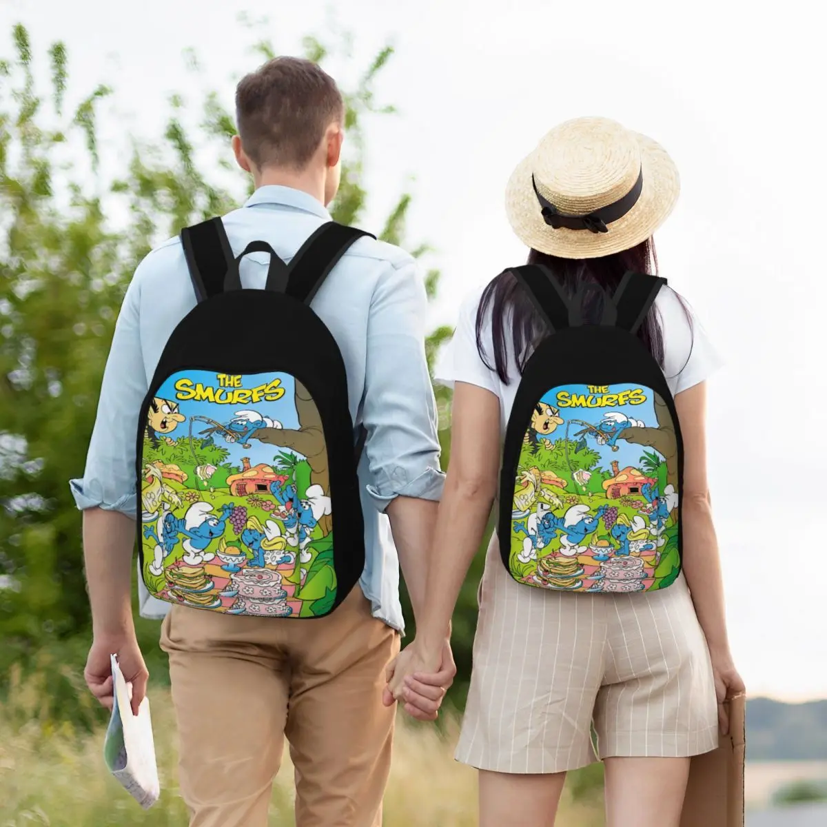 Schtroumpf Cool Backpack Sports High School Hiking Travel Kawaii Cartoon Anime Daypack for Men Women Laptop Computer Canvas Bags