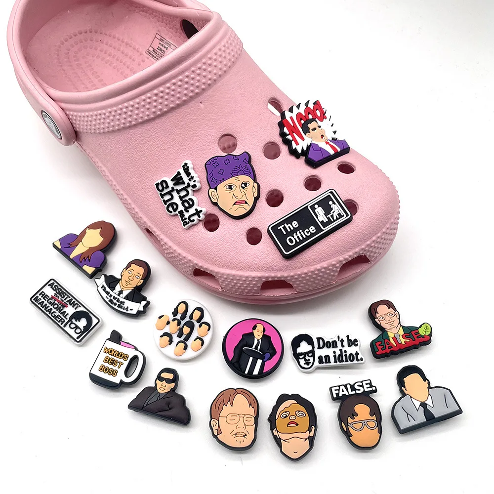 1/18Pcs Popular The Office TV Show Shoe Charms For Slides Sandals DIY Custom Accessories PVC Clog Decor Fans Funny Party Gift