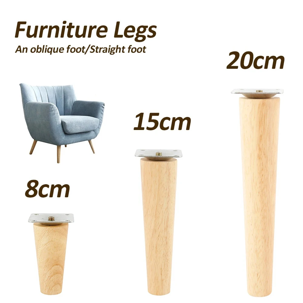 4 Set  Height Wood Furniture Legs 8/15/20cm Straight Angle Furniture Feet Home Office Sofa Table Chair Legs