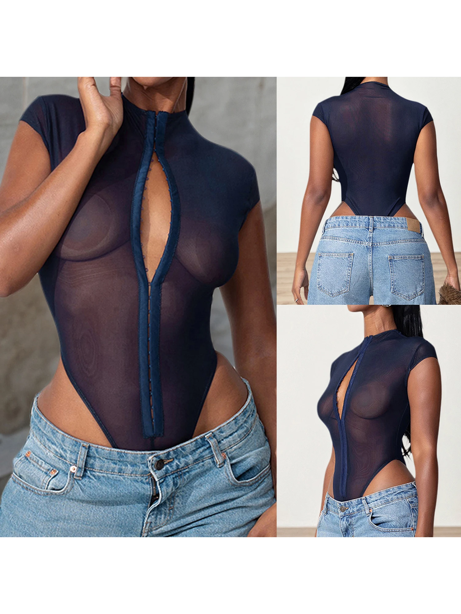 المرأة مثير الدانتيل ارتداءها الخامس الرقبة أكمام الملابس الداخلية تيدي عالية قطع يوتار بذلة بقماش شفاف رومبير ملابس النوم