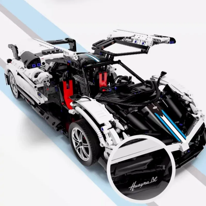 Technical Hypercar Huayra BC RoadsterWhite Racing Car,1:8 Sportscar Supercar Model 2896PCS Building Blocks Brick Toys Gift