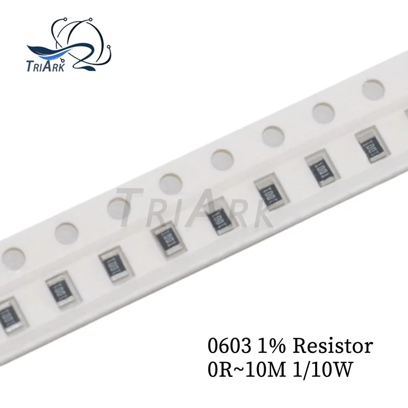 

100pcs 1/10W 1% 0603 SMD resistor 0R~10M 1R 5R 10R 20R 50R 100R 910R 1K 2.2K 3.3K 4.7K 5.1K 6.8K 10K 20K 100K 510K 910K 1M 9.1M