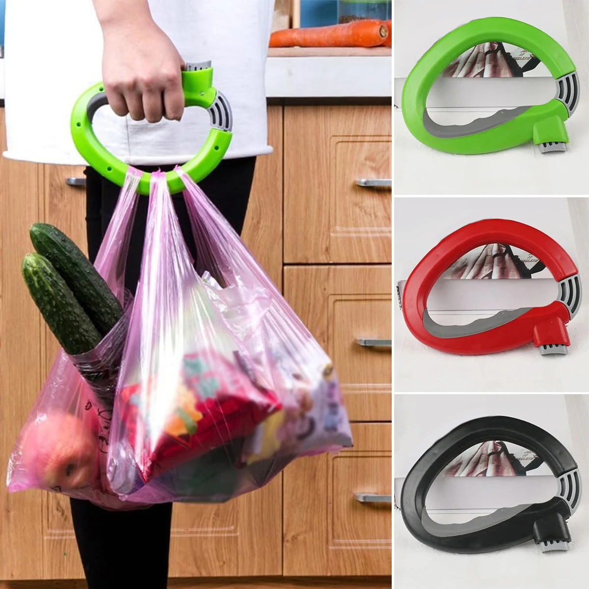 1 Stück PS TPR Soft Glue Ergonomischer Einkaufsgriff – große Tragfähigkeit, cooles Design, einfaches Öffnen/Schließen für arbeitssparende