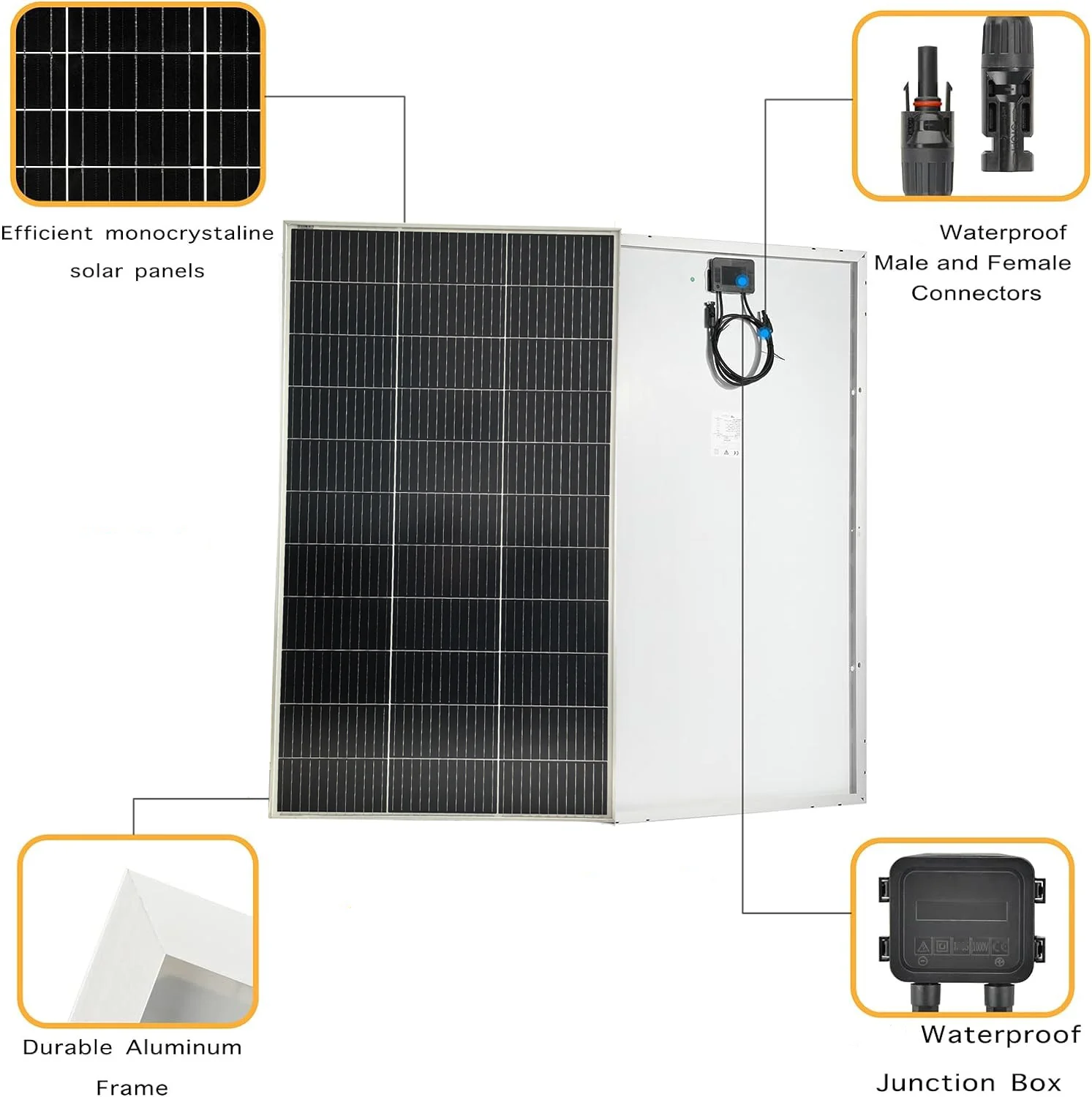 18V Solar Panel 160W Starre Glas Solar Panel Monocrystaillne Solarzelle Für 12V/24V Batterie Ladung 1000w System Kits Für Zuhause – Detail 7
