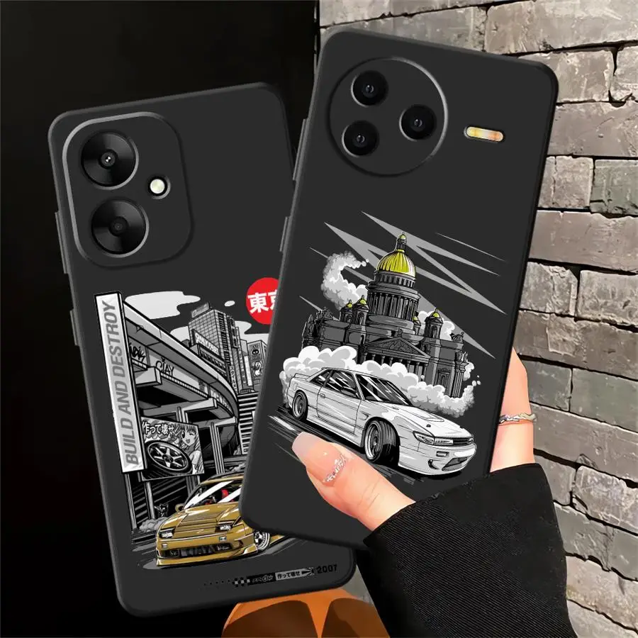 Japanese JDM Drift Car Red Sun Case for Xiaomi Redmi K60 A1 A2 Plus A5 10 9T 9A 9C K40 K50 Gaming 12 13C 12C Soft Back Phone