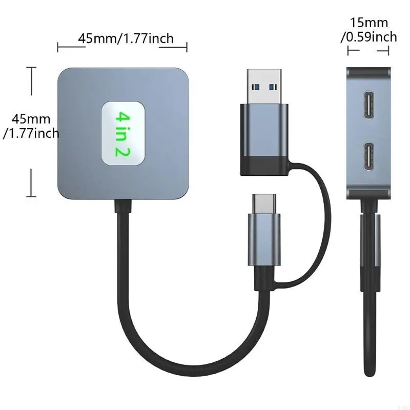 Adaptador USB C para USB Hubs 4 1 USB3.0 para computadores tablets e smartphone d5qc