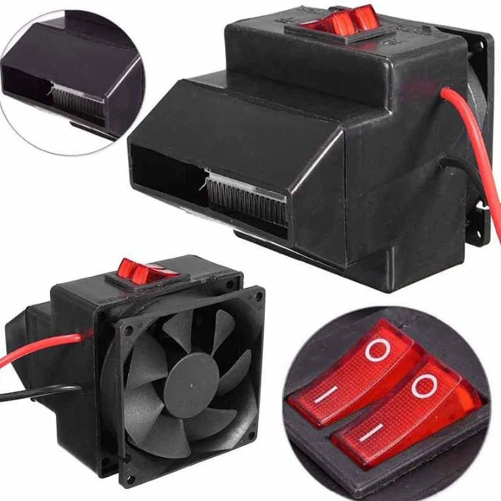 

12V Car Heater Fan Black Warm Air Blower Instant Heating Dual Switch Temperature Control Overheat Protection