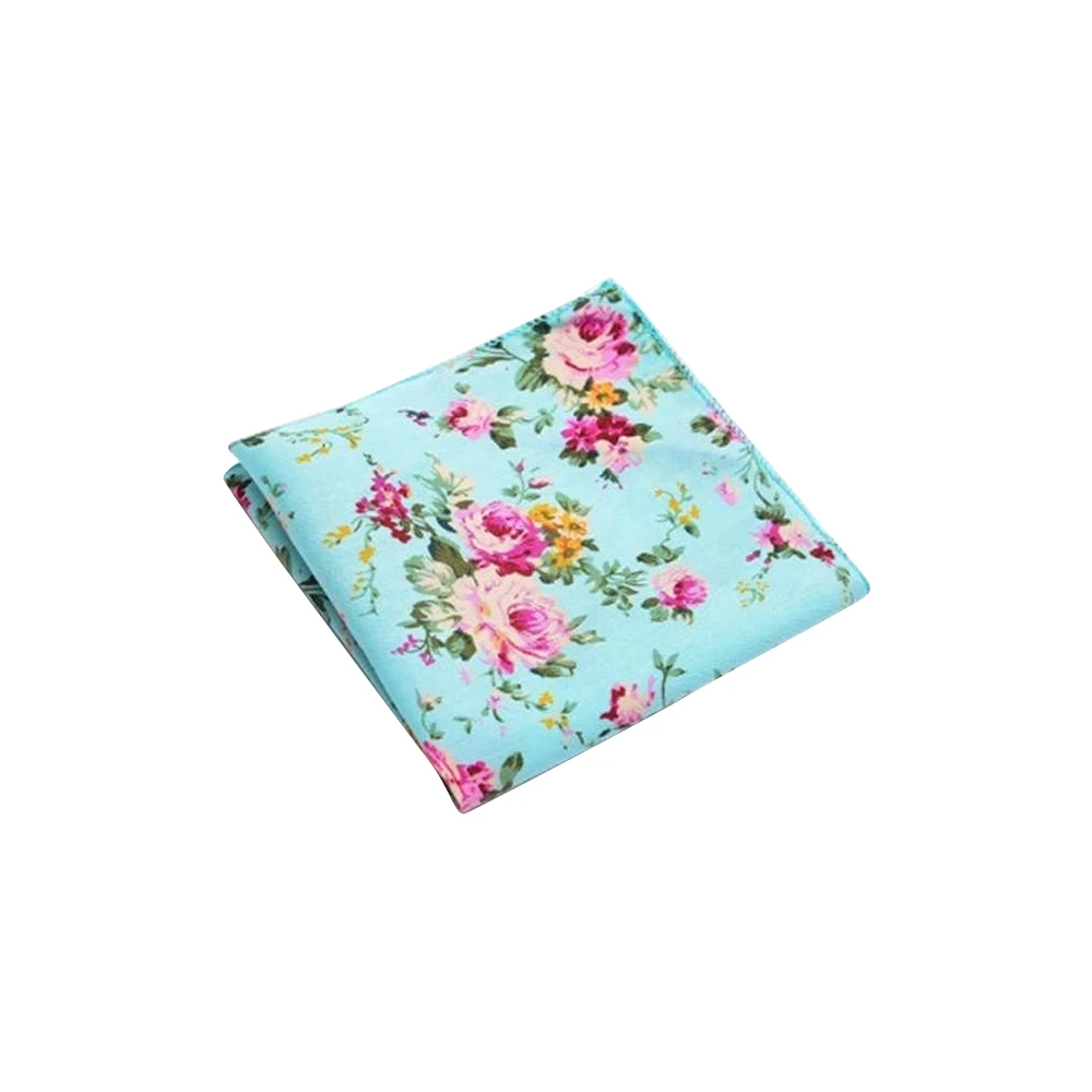 Ikepeibao New Men\'s Pocket Square Blue Handkerchiefs Paisley Floral Cotton Hankies 22*22cm Free Shipping