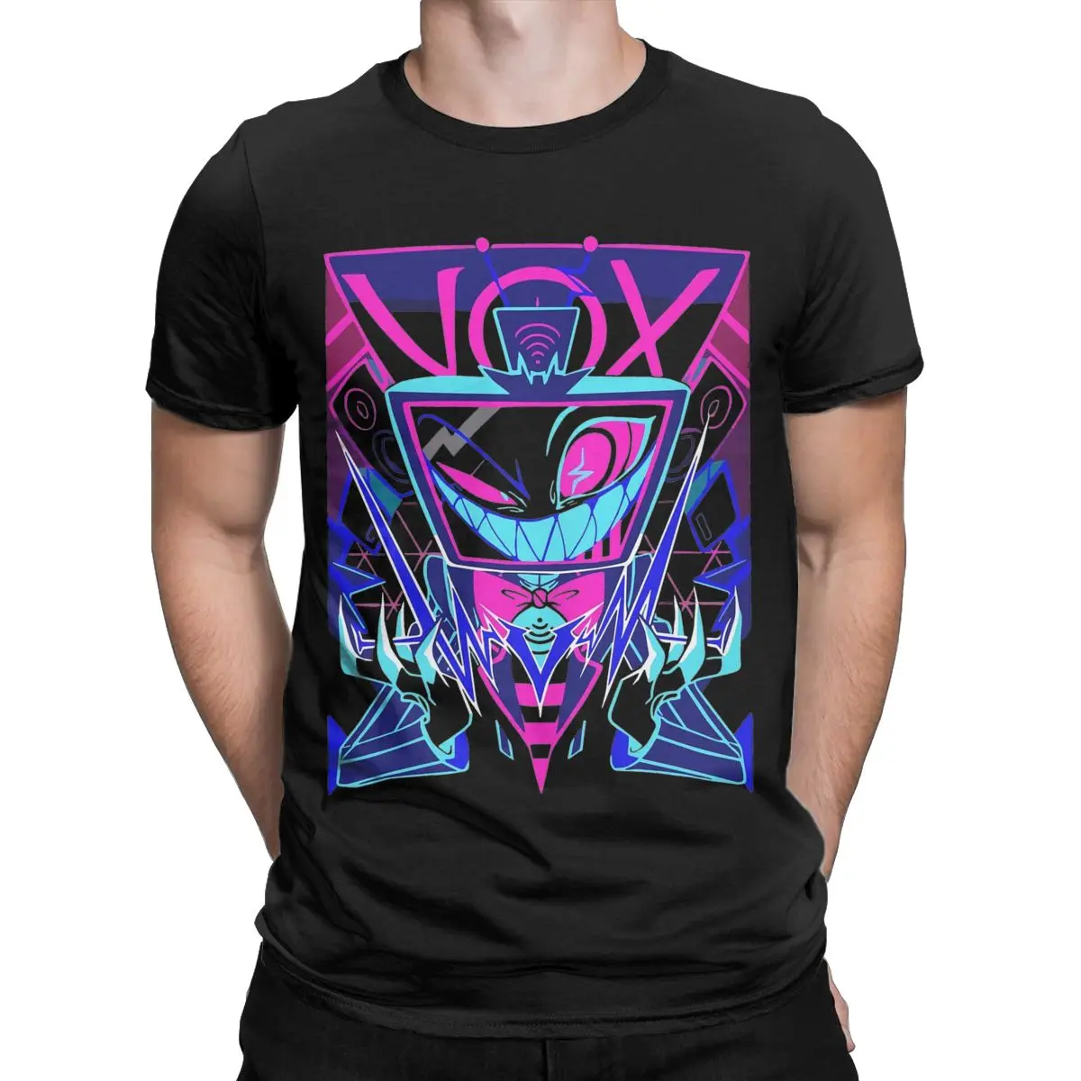 Crazy Vox Hazbins Hoteled T-Shirts Men Crew Neck 100% Cotton T Shirt Short Sleeve Tees Unique Clothes