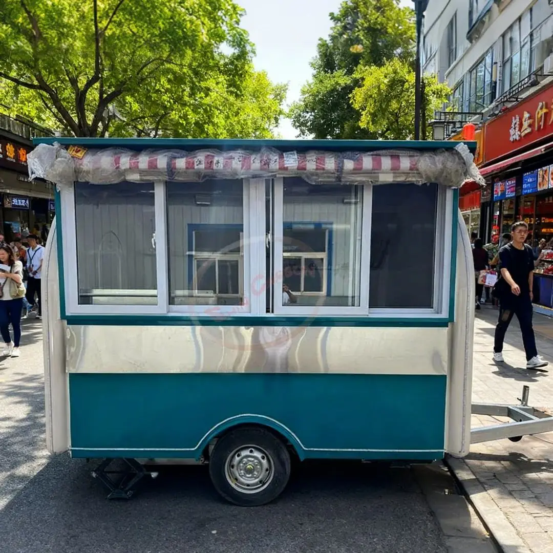 Small round Outdoor Food Cart - Low-Cost Highly Flexible Snack Selling Cart for Street Vendor Startups