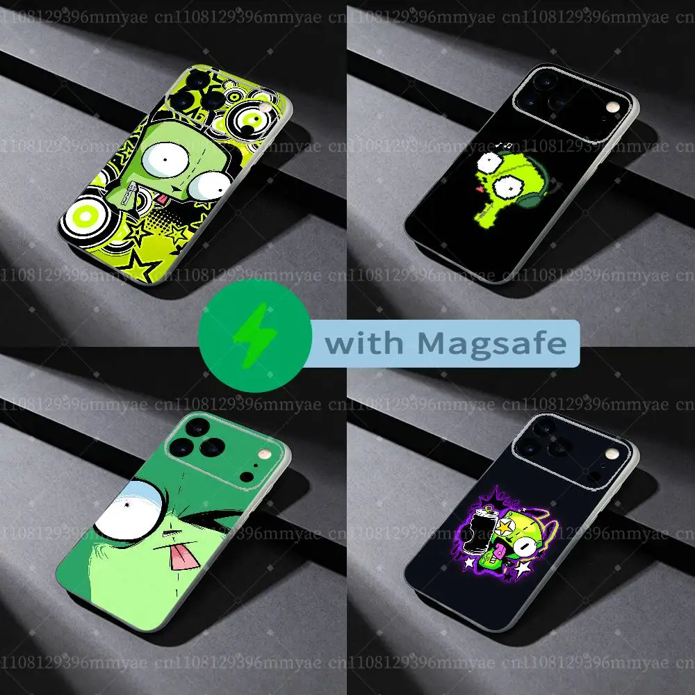 I-Invader-S Z-Zim Alien For Magsafe Magnetic Wireless Charge Case For iPhone 11,12,13,14,15,16,17,18 Air Pro Max Plus Cover