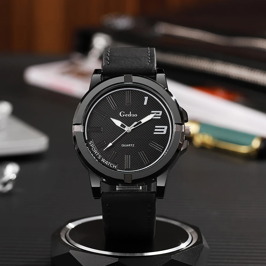 

Новое поступление с большим циферблатом, модные повседневные мужские кварцевые часы 2025, высококачественный кожаный ремешок, мужские спортивные наручные часы