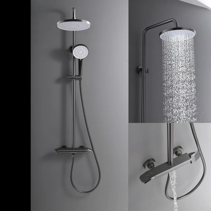 All Copper Shower Set Thermostatic Three Function High Pressure Shower Head Sets Home Bathroom Collection Cold Hot Shower