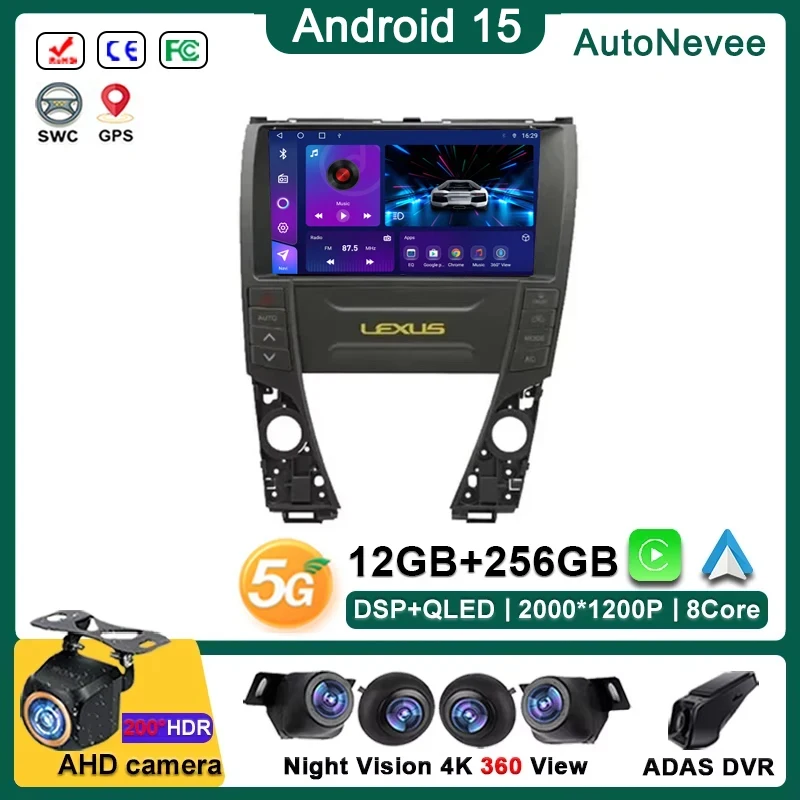 

Android 15 Car Radio For Lexus ES350 5 V XV40 2006 - 2012 Multimedia Player Stereo Head Unit GPS Navigation No 2din DVD Carplay