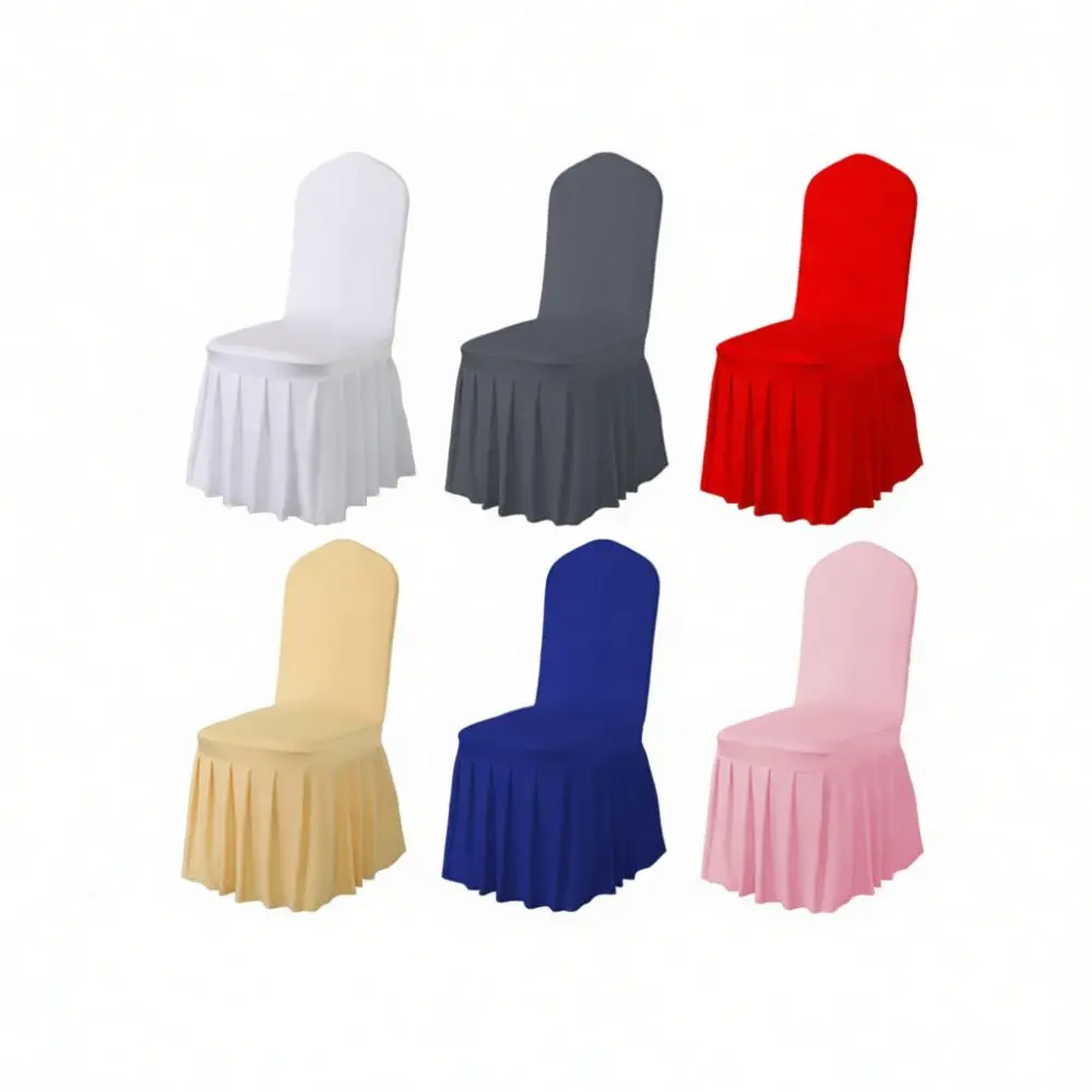 Universal Elastic Pleated Chair Slipcover Stretch Seat Cover For Hotel Wedding Party Banquet Office Modern Decoration