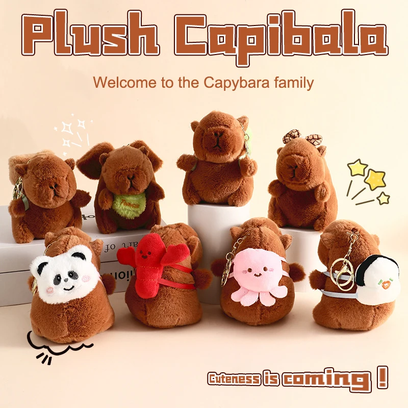 Jouets en peluche Capybara pour femmes, pendentif de sac, porte-clés mignon, décor de sac à dos pour enfants, cadeau de fête d'anniversaire, beurre moelleux, mode