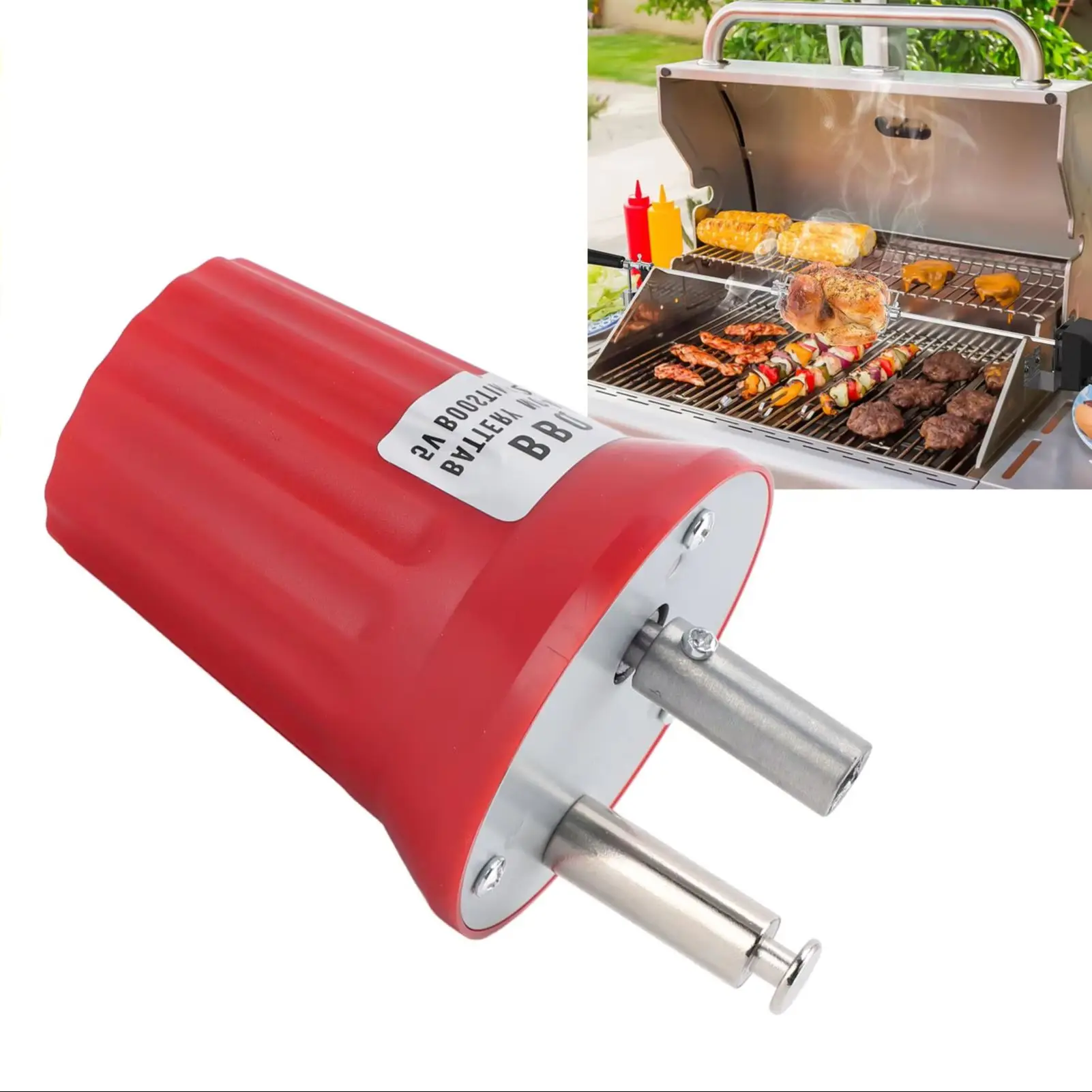 Motor elétrico de rotisserie para churrasco 5V-12V – Rotador de cuspe para grelha USB de alto torque com reforço de energia para assar