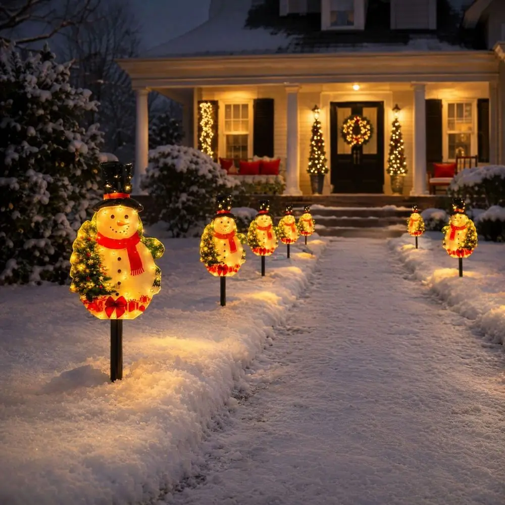 Solar Powered Christmas Solar Light Santa Claus Snowman Santa Claus Pathway Lights Weatherproof Waterproof Garden Stake Lights