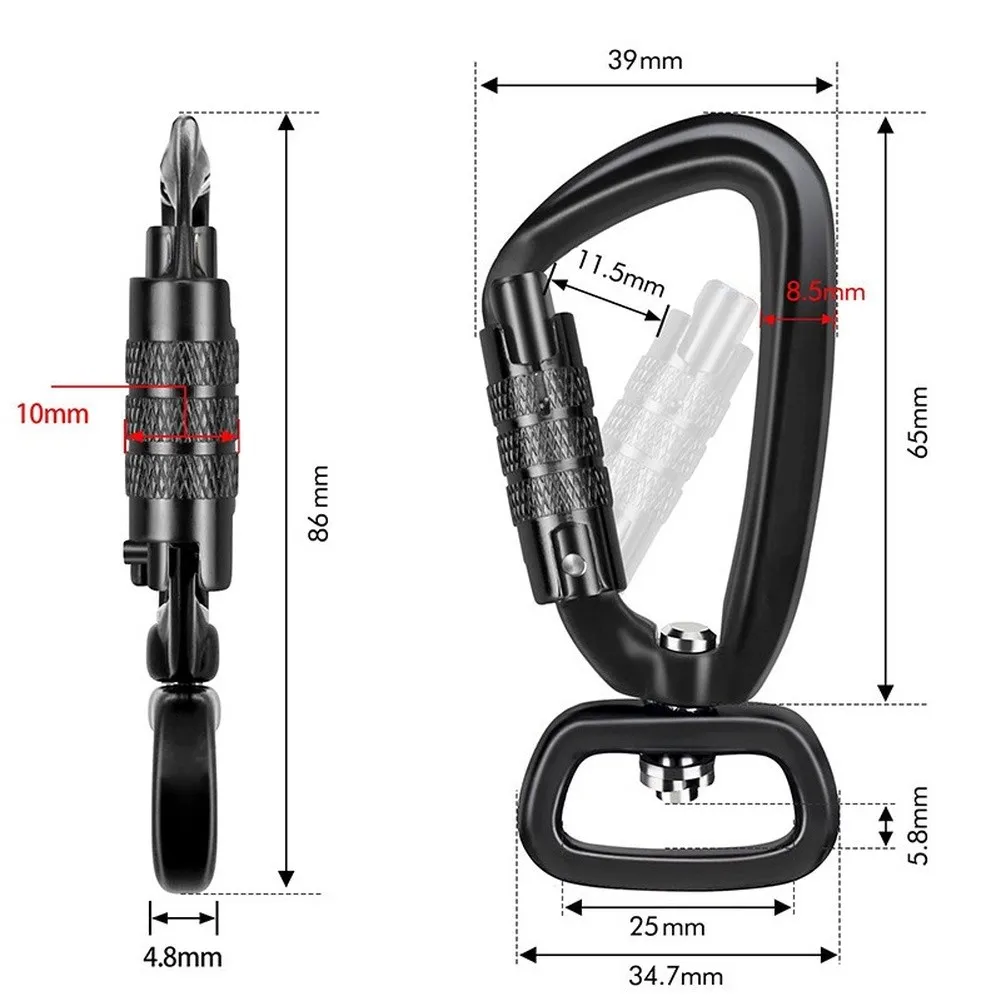 2pcs Rotating Aluminum Alloy Hook Snap Clip For Dog Leash Backpack Camping Tent Hardware Accessories