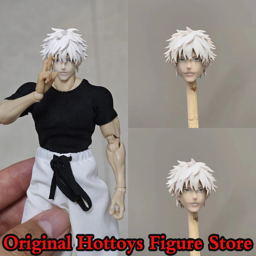 1/12 Scale Male Soldier Head Sculpture Gojo Satoru Sorcerer Mini Painting Head Carving For 6-inches Action Figure Model Toys
