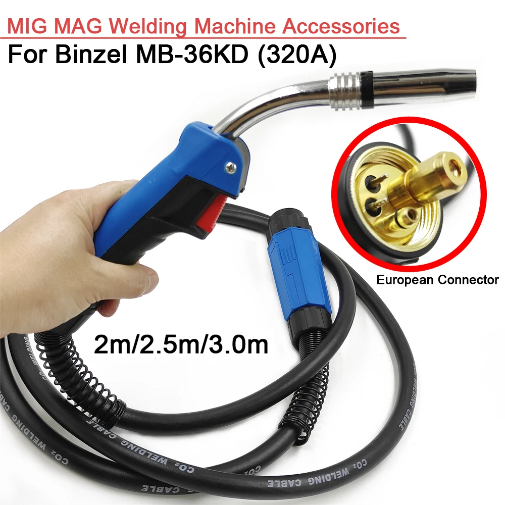 Professional 350A MIG 36KD Welder Gun 2m/2.5m/3.0m MIG Welding Torch EU StyleAir-Cooled Euro Plug for Industria Welding Machine