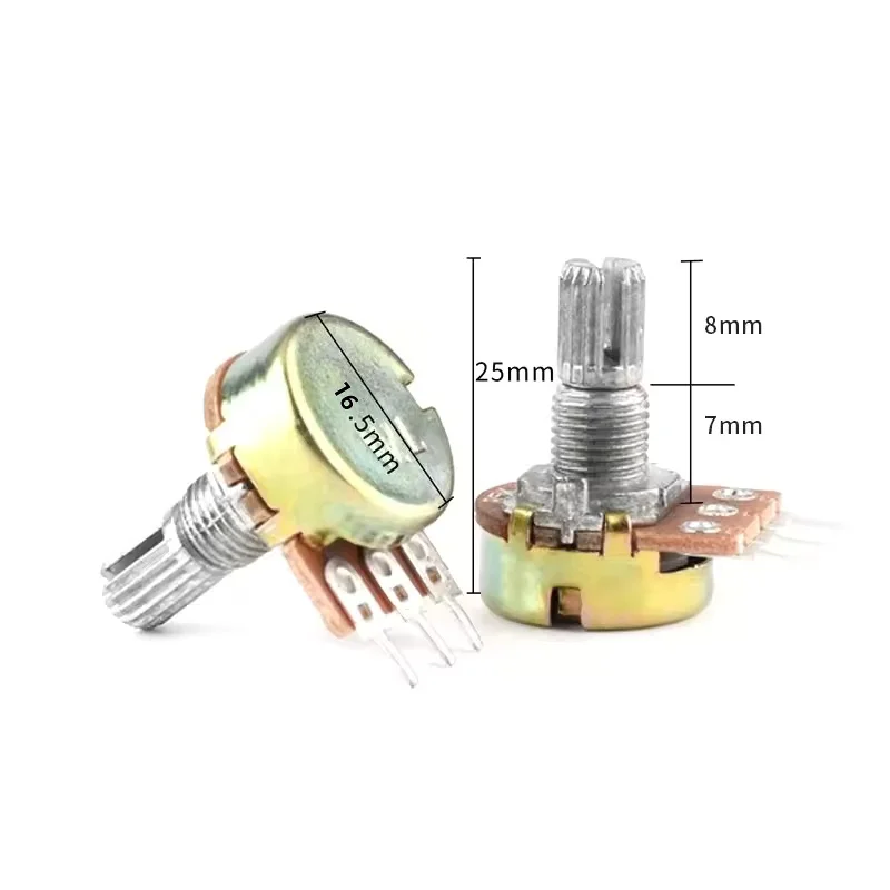 5 SZTUK/LOT Potencjometr pojedynczy typu WH148 z przełącznikiem 3PIN B1K 2K 5K 10K 20K 50K 100K 250K 500K 1M H=15MM 20MM Potencjometr — zdjęcie 3