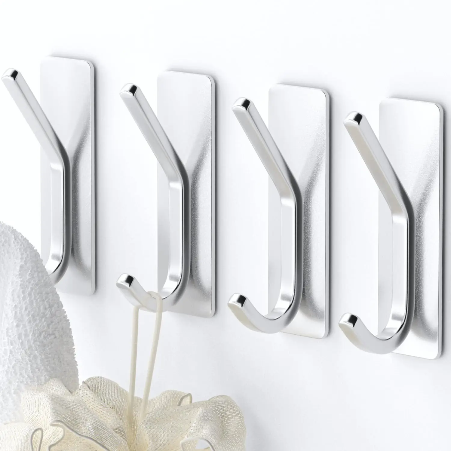 4 Stück Handtuchhaken, selbstklebende Badezimmerhaken, 304 Edelstahl, Bademantelhaken, Aufbewahrungsbügel, starke Haftung, Wandhaken – Detail 7