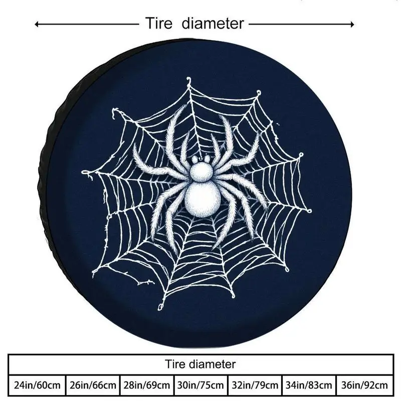 White Spider Web Tire Cover Polyester Waterproof Vehicle Spare Wheel Protector Outdoor