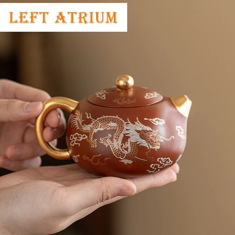 

220ml Yixing Purple Clay Teapot with Gift Box Ball Hole Filter Xishi Kettle Custom Beauty Tea Infuser Chinese Zisha Tea Set