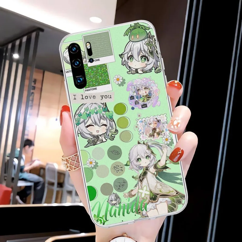 Genshin Impact Nahida Cute Phone Case for Huawei P50 P40 P30 Pro Mate 40 30 Pro Nova 8 8i Y7P Honor Clear Phone Cover Funda