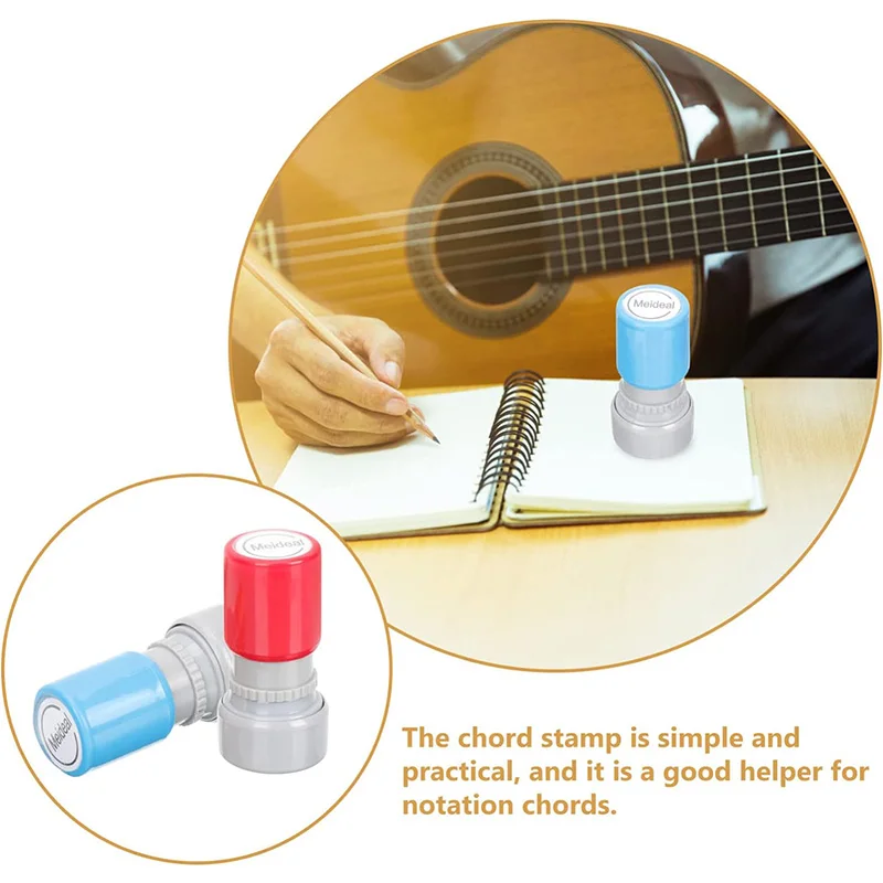 2Pcs Guitar Chord Stamp DIY Mini Ukulele Chord Stamp Diagram Spectrum Stamp Tablature Stamp for Guitar Mandolin Bass