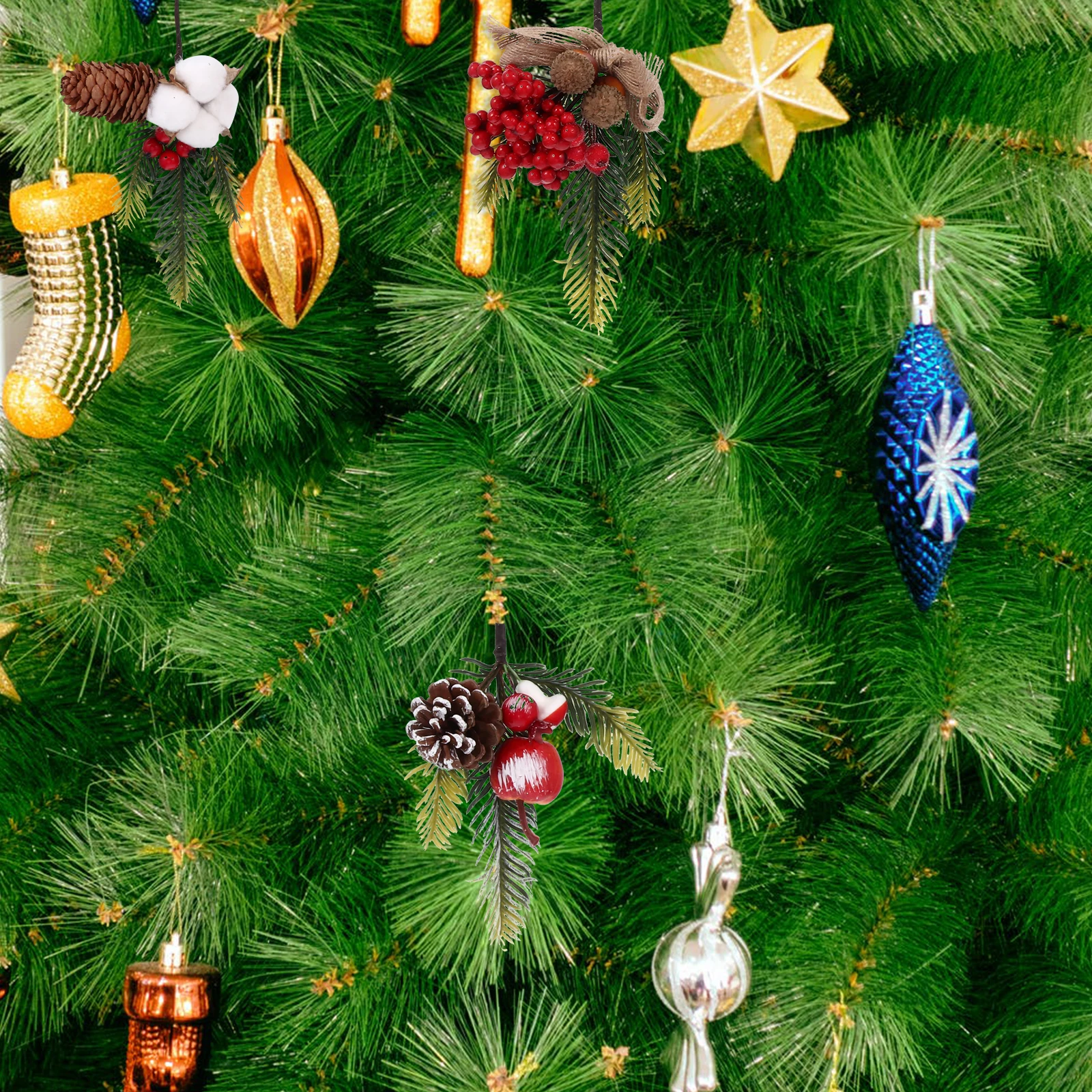 8 قطع من إكسسوارات تزيين شجرة الكريسماس محاكاة فروع التوت النباتية لحفلات الزفاف والمناسبات