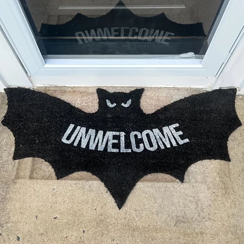VIKAMA Halloween Shape Decorative Carpet Black Bat Doormat Gothic Entrance Mat Washable Stain-Resistant Carpet Outdoor Carpet
