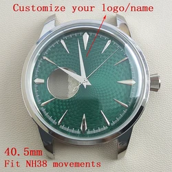 40.5mm NH38 Case 35mm Dial Hollowed Out Customized Logo Stainless Steel Waterproof Men’s Watch Case For NH38 Movement