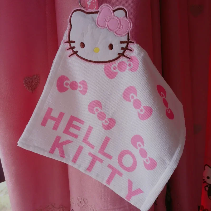 Hello Kitty Khăn Lau Tay Nhà Bếp Phòng Tắm Thấm Hút Vải Dishcloths Treo Vải Dễ Thương Nhanh Khô Khăn Tắm Mềm Mại 26.5X26.5cm Quà Tặng