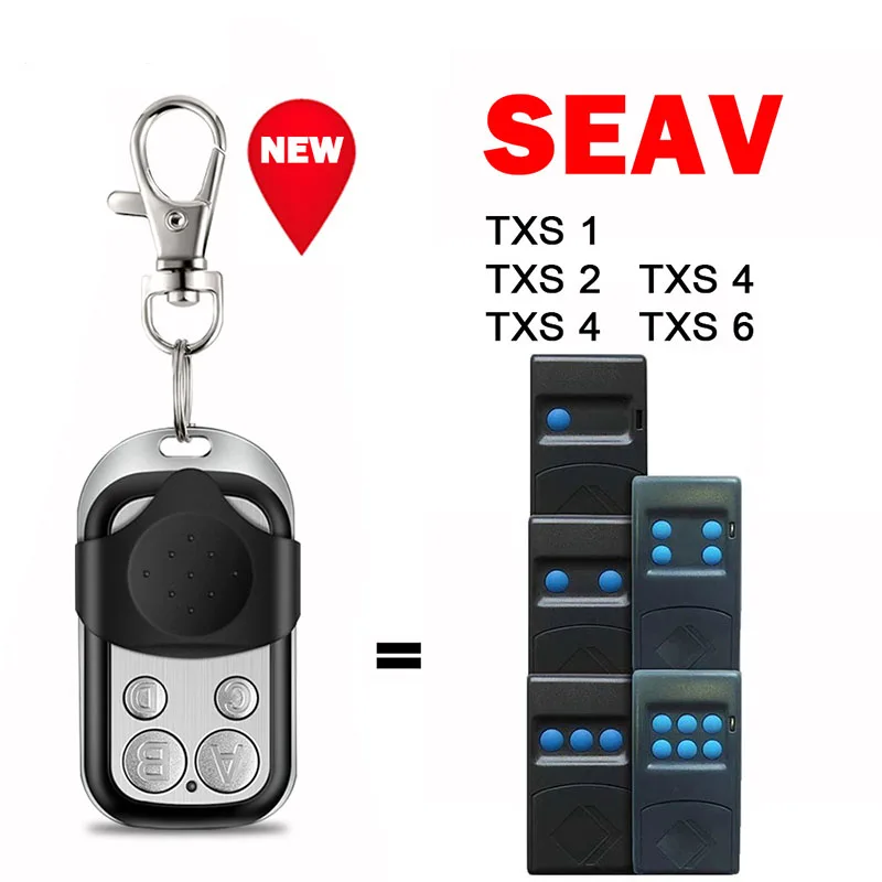 100% Clone SEAV TXS1 TXS2 TXS4 TXS6 Garage Door Remote Control 433.92MHz Fixed Code Garage Door Opener 4 Button SEAV TXS 1 TXS 2