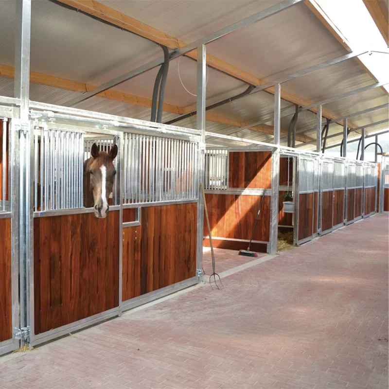 Wholesale Farm Riding Galvanized Frame Bamboo Panel Steel and Bamboo Horse Stall Fronts Powder Coated Horse Stable Gate