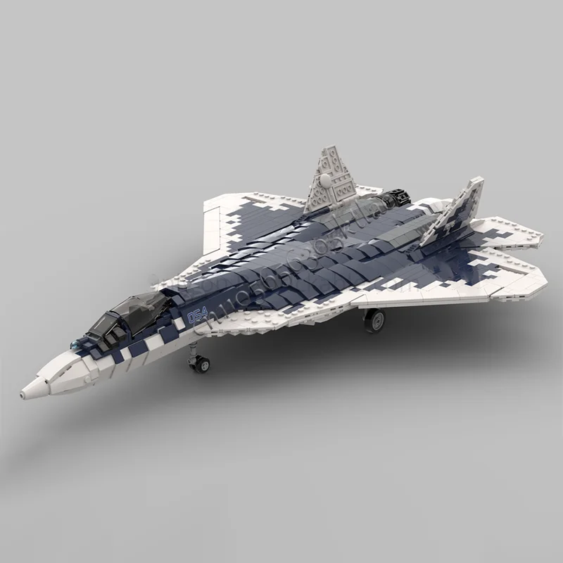 2063 أجزاء MOC سلسلة الحرب الطائرة 1:35 مقياس Su-57 فيلون نموذج طائرة مقاتلة لتقوم بها بنفسك تجميعها ألعاب أطفال تعليمية هدايا عيد الميلاد #3