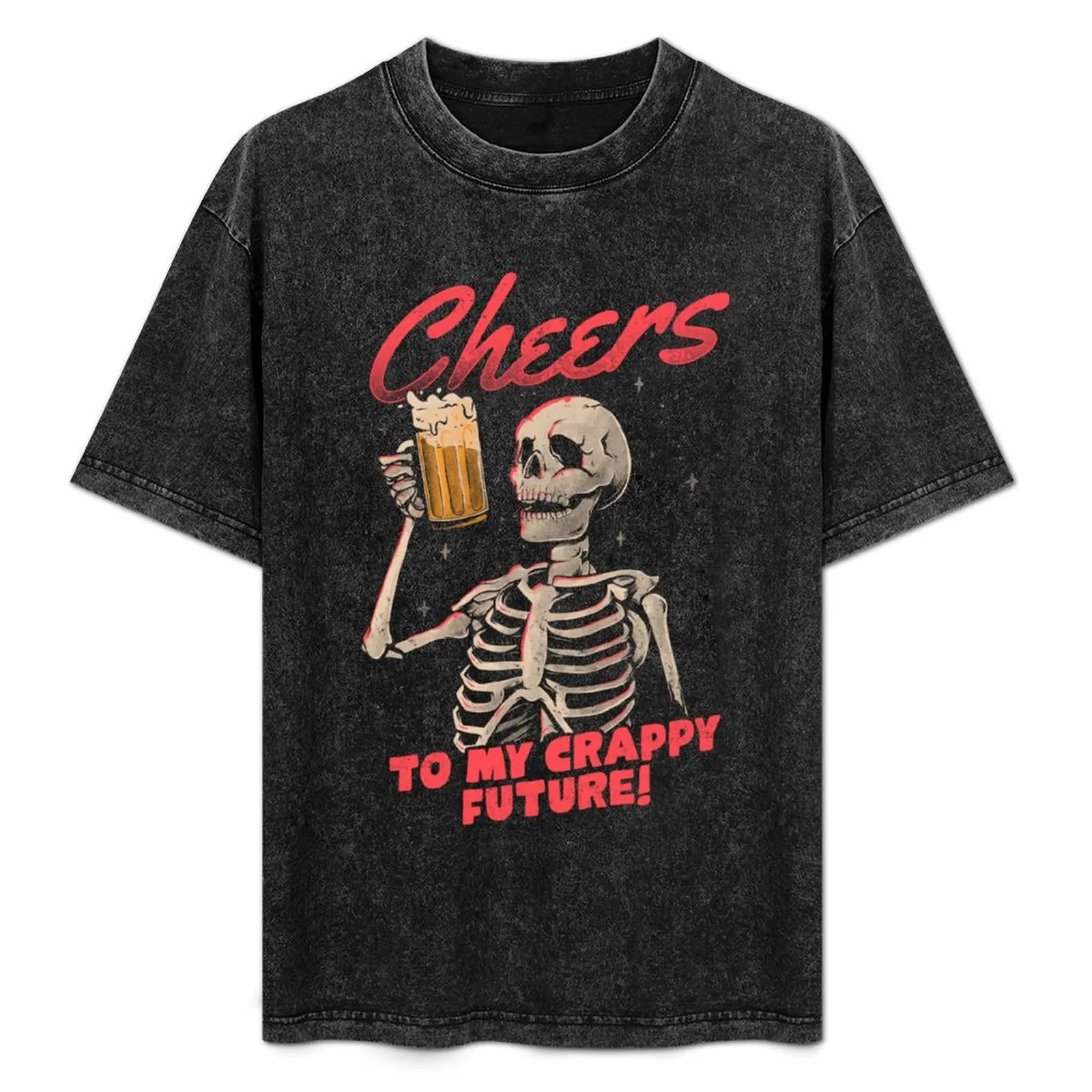 

Cheers to My Crappy Future - Beer Skull Funny Evil Gift T-Shirt luxury designer quick drying Men's t-shirt
