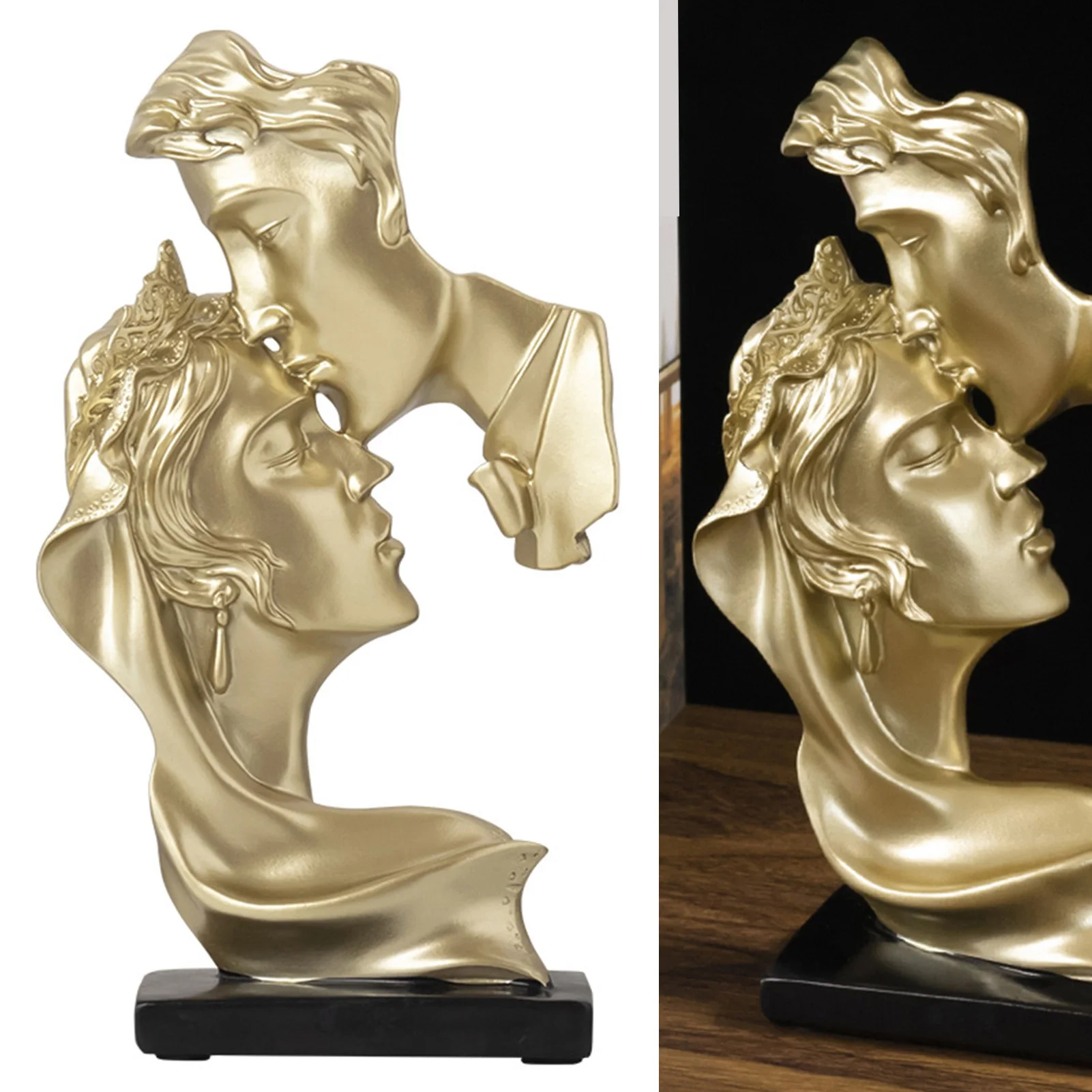 Miniature en résine : Statue de couple en position de baiser, figurine artisanale, sculpture décorative pour la maison, décoration de bureau ou de cave à vin