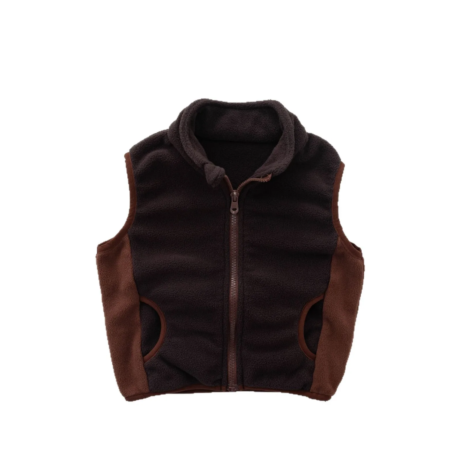 Vest Children Clothing Japanese Style Fleece Vest for Boys and Girls Stand Up Collar for Warmth Outerwear Trendy