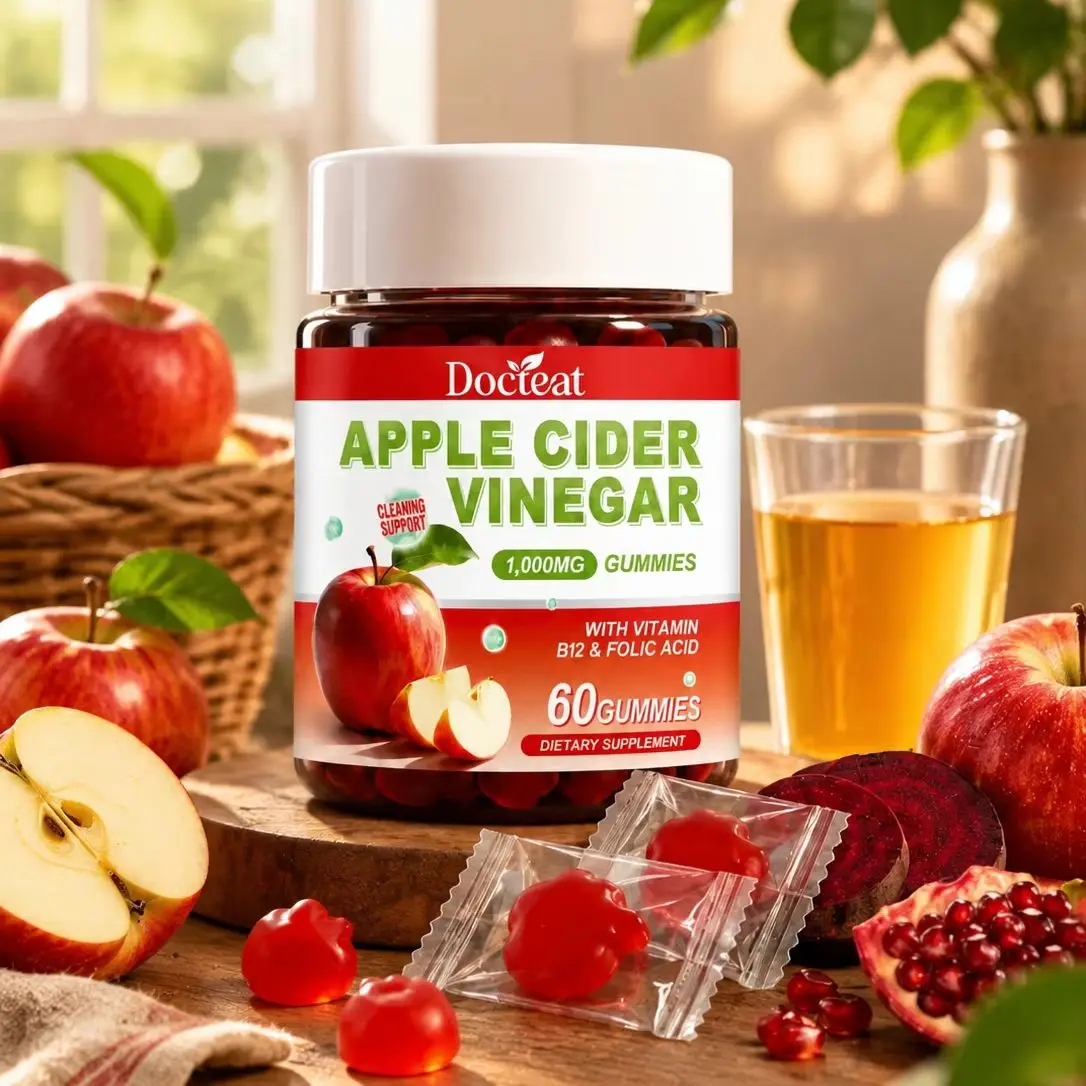 Apple Cider Vinegar Gummies 1000mg with B6 B12 Folic Acid Digestive Energy Antioxidant Support Pectin Chewable Supplement 30pcs
