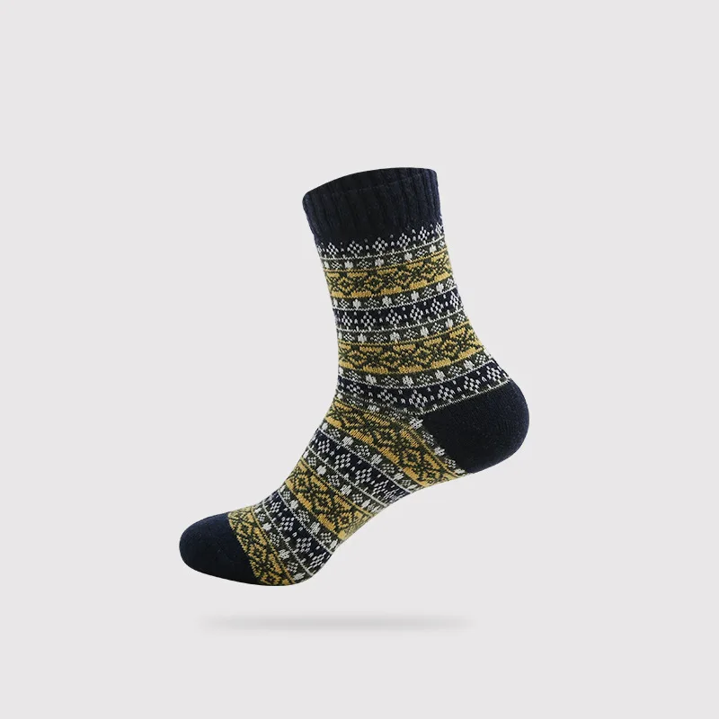 Chaussettes en laine jacquard bidirectionnelle pour hommes, chaudes et respirantes, affaires, grand motif, automne, hiver, nouveau