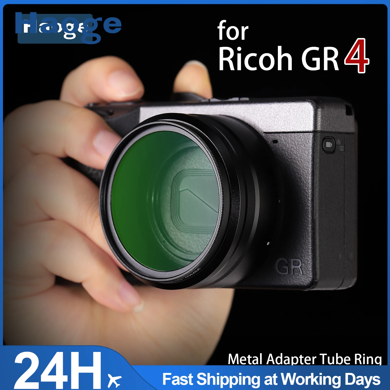 

Металлический переходной кольцевой адаптер Haoge для фильтров Ricoh GR4 49 мм, для Ricoh GR IV HDF, для широкоугольных объективов GT-2 GW4, заменяет GA-3