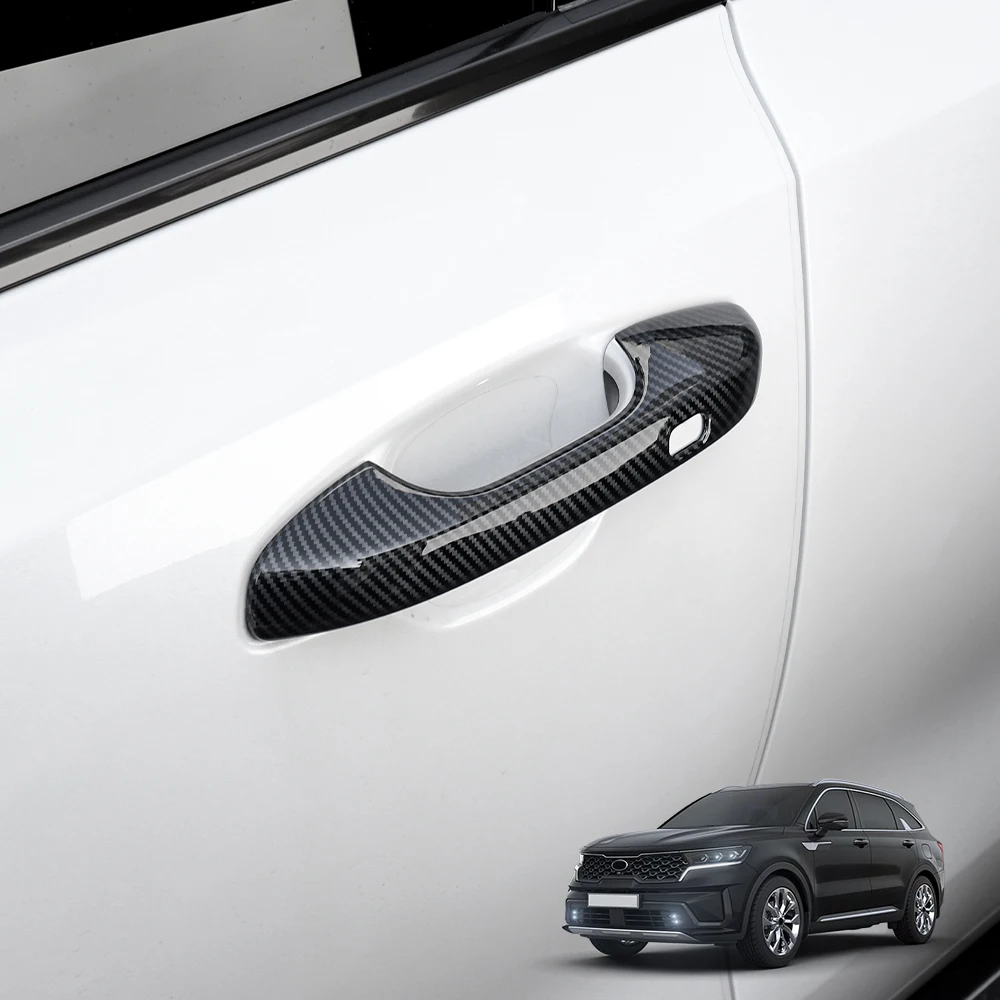 

Car Exterior Accessories Touch/Button Style Carbon Fibre Gloss Black Exterior Door Handle Trim For Kia Sorento MQ4 2021-2026